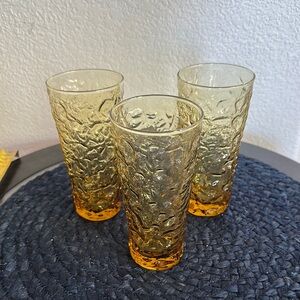 Vintage Anchor Hockey Milano Gold Glassware Tumbler  LOT of 3